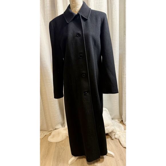Liz Claiborne Women’s Long Black Wool Coat Size 12 Classic Button Front - Picture 4 of 10